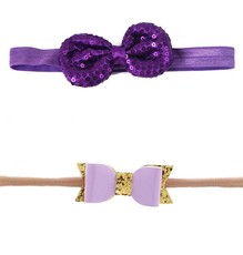 Croshka Designs Set of Two Bow Headbands in Purple Colour