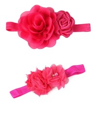 Croshka Designs Set of Two Flower Headbands in Hot Pink