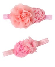 Croshka Designs Set of Two Flower Headbands in Light Pink