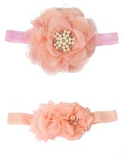 Croshka Designs Set of Two Flower Headbands in Peach