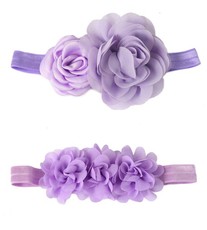 Croshka Designs Set of Two Flower Headbands in Purple