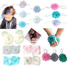 Diamante & Shabby Barefoot Sandal + Headband Set - 8 Sets