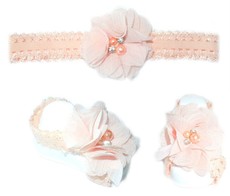 Diamante Headband with Barefoot sandal - Apricot