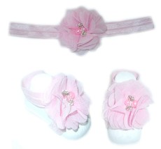 Diamante Headband with Barefoot sandal - Baby Pink