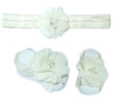 Diamante Headband with Barefoot sandal - Cream