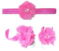 Diamante Headband with Barefoot sandal - Hot Pink