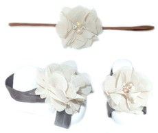 Thin Diamante Headband with Barefoot sandal - ChocTan