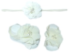 Thin Diamante Headband with Barefoot sandal - Cream