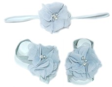 Thin Diamante Headband with Barefoot sandal - Grey