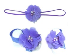 Thin Diamante Headband with Barefoot sandal - Purple