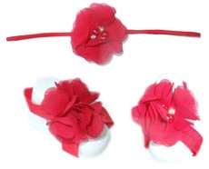 Thin Diamante Headband with Barefoot sandal - Red