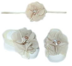 Thin Diamante Headband with Barefoot sandal - Tan