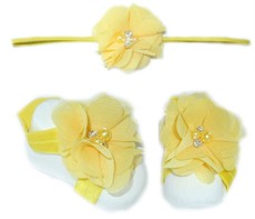 Thin Diamante Headband with Barefoot sandal - Yellow