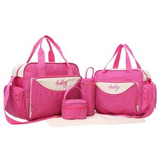 Multi-Function Baby Diaper Bag Set - Rose (Set of 5)