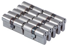 Cisa 56mm Euro Cylinder Nickel, Set of 10 Keyed Alike