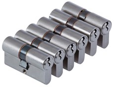 Cisa 56mm Euro Cylinder Nickel, Set of 6 Keyed Alike