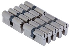 Cisa 60mm Euro Cylinder Nickel, Set of 10 Keyed Alike