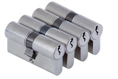 Cisa 60mm Euro Cylinder Nickel, Set of 4 Keyed Alike