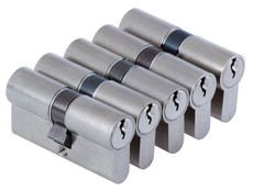 Cisa 60mm Euro Cylinder Nickel, Set of 5 Keyed Alike