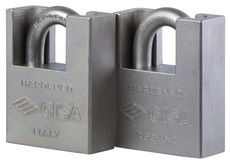 CISA 62mm Attack Resistant Hardened Steel Padlock with Shackle Guard Set of 2 Keyed Alike