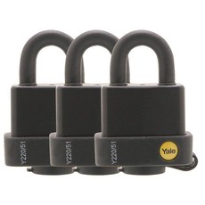 Yale - 51mm All Weather Padlock - 3 Pack Keyed Alike