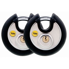 Yale - 70mm Black Cover Discus Padlock - 2 Pack Keyed Alike