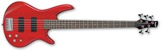 Ibanez GSR205-TR Gio SR Series 5 String Bass Guitar (Transparent Red)