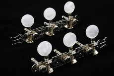 Allparts Acoustic Guitar Machine Heads with Round Buttons for Slotted Headstocks (Nickel and White)