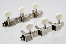 Allparts Acoustic Guitar Vintage Deluxe Style Machine Heads with Plastic Buttons for Slotted Headstocks (Nickel)