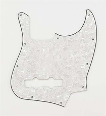 Allparts Bass Guitar 10-Hole 4-Ply Pickgaurd for Fender Jazz Bass Style Guitars (White Pearloid)