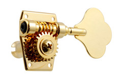 Allparts Bass Guitar 4 In-Line Machine Heads Set with Clover Leaf Buttons (Gold)