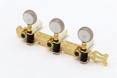 Allparts Classical Guitar Machine Heads Set with Round Pearliod Buttons (Gold)