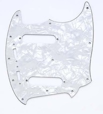 Allparts Electric Guitar 11-Hole 3-Ply Pickgaurd for Fender Mustang Style Guitars (White Pearloid)