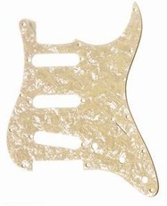 Allparts Electric Guitar 11-Hole 3-Ply Pickguard for Fender Stratocaster Style Guitars (Cream Pearloid)