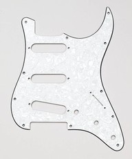 Allparts Electric Guitar 11-Hole 3-Ply Pickguard for Fender Stratocaster Style Guitars (White Pearloid)