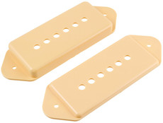 Allparts Electric Guitar 47.5mm and 50mm String Spacing Plastic P-90 with Ears Pickup Cover Set (Cream)