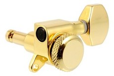 Allparts Electric Guitar 6 In-Line Locking Mini Machine Heads Set with Locking Knob (Gold)