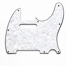 Allparts Electric Guitar 8-Hole 3-Ply Pickgaurd for Fender Telecaster Style Guitars (White Pearloid)