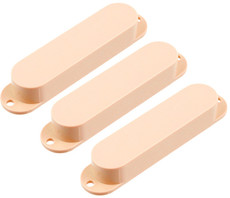 Allparts Electric Guitar Plastic Single Coil Pickup Cover Set for Fender Stratocaster Style Guitars - No Holes (Cream)