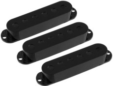 Allparts Electric Guitar Plastic Single Coil Pickup Cover Set for Fender Stratocaster Style Guitars (Black)