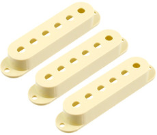 Allparts Electric Guitar Plastic Single Coil Pickup Cover Set for Fender Stratocaster Style Guitars (Cream)