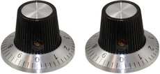 Allparts Guitar Radio Control Knob Set with Set Screw and 0-9 Indicators (Black and Silver)