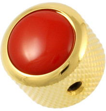 Allparts Guitar Red Acrylic Dome Control Knob with Set Screw (Gold)