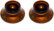 Allparts Guitar Split Shaft Bell Control Knob Set with 0-11 Indicators (Amber)