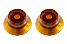 Allparts Guitar Split Shaft Left-Handed Vintage Bell Control Knob Set with 0-10 Indicators (Amber)