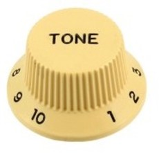 Allparts Guitar Split Shaft Plastic Top Hat Tone Control Knob Set for Fender Stratocaster Style Guitars (Cream)