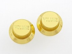 Allparts Guitar Split Shaft Plastic Top Hat Volume Control Knob Set for Fender Stratocaster Style Guitars (Gold)