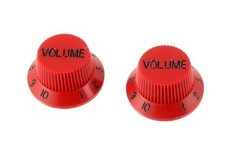 Allparts Guitar Split Shaft Plastic Top Hat Volume Control Knob Set for Fender Stratocaster Style Guitars (Red)