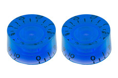 Allparts Guitar Split Shaft Speed Knob Set with 0-10 Indicators (Transparent Blue)