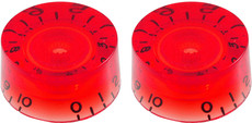 Allparts Guitar Split Shaft Speed Knob Set with 0-10 Indicators (Transparent Red)